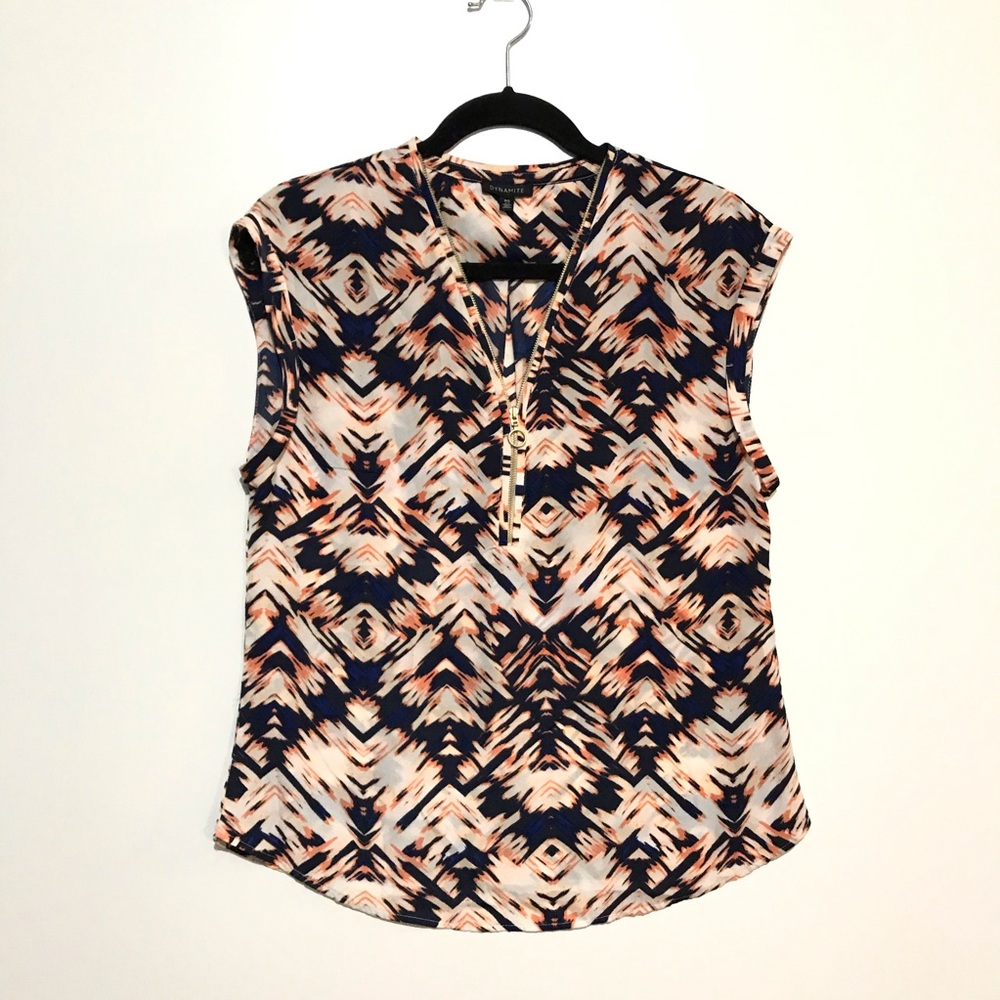 Dynamite Sleeveless Tank Blouse Patterned Small